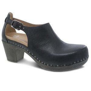 Dansko Sassy Black Milled Burnished Heel Clogs Size 42